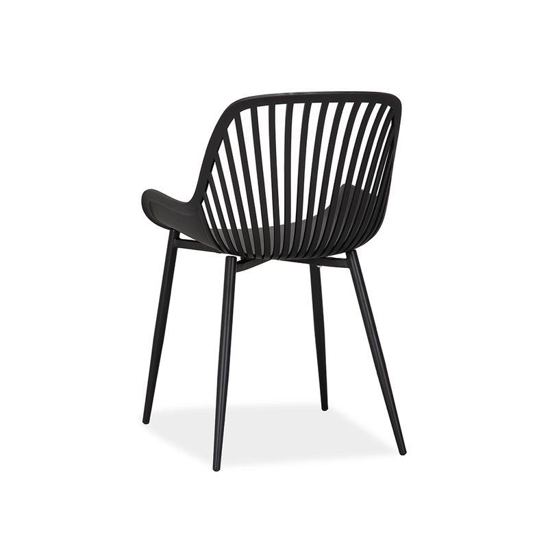 Black Plastic Chair with Spray-Coated Metal Base - Modern & Sturdy Seating Solution