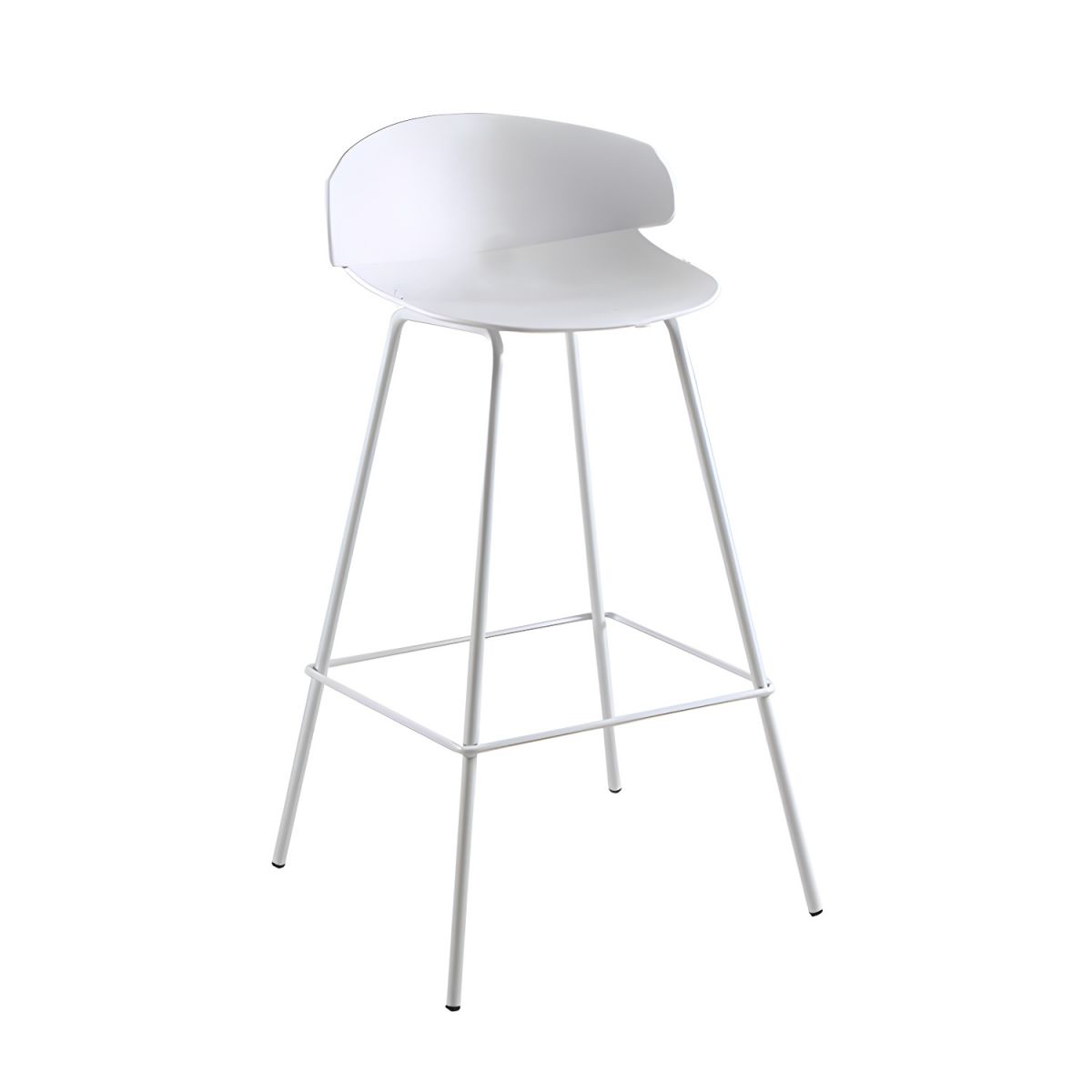 White Bar Stool with Metal Legs - Polypropylene Seat Swivel Stool for Kitchen Island