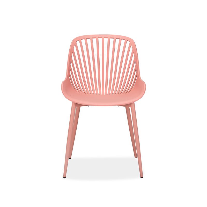 Pink Plastic Chair with Spray-Coated Metal Base - Elegant & Durable Seating