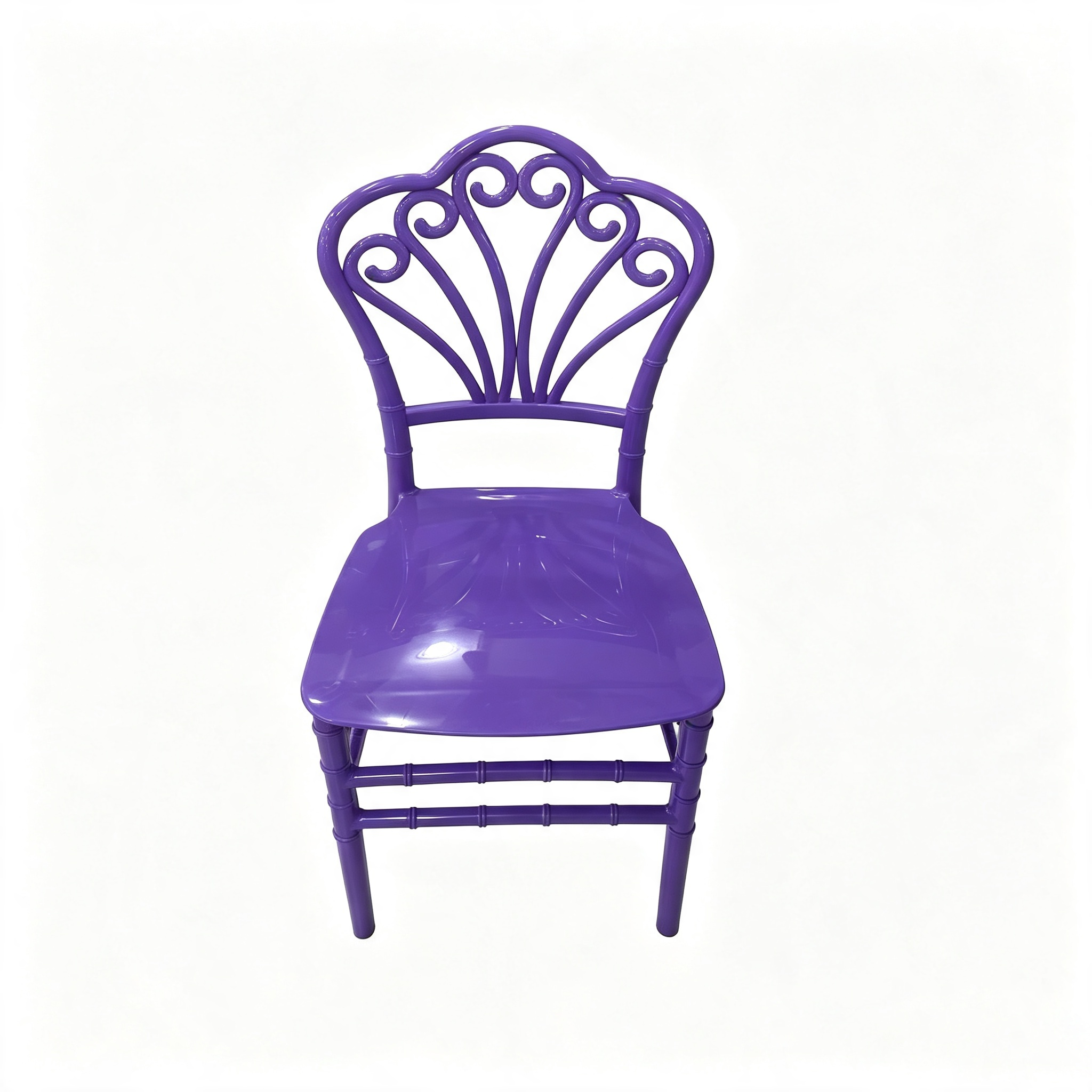 Kids PP Fan‑Back Chiavari Chair, Monobloc Colored Polypropylene Children Scroll Back Event Chair