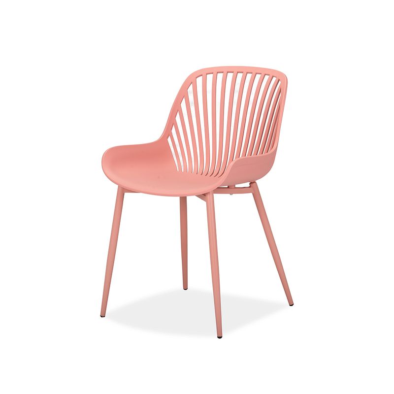 Pink Plastic Chair with Spray-Coated Metal Base - Elegant & Durable Seating