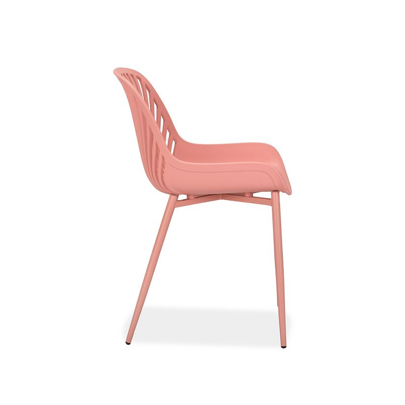 Pink Plastic Chair with Spray-Coated Metal Base - Elegant & Durable Seating