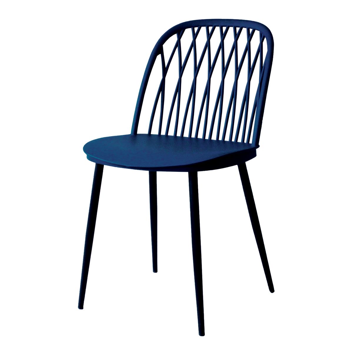 Navy Blue Plastic Chair With Metal Feet