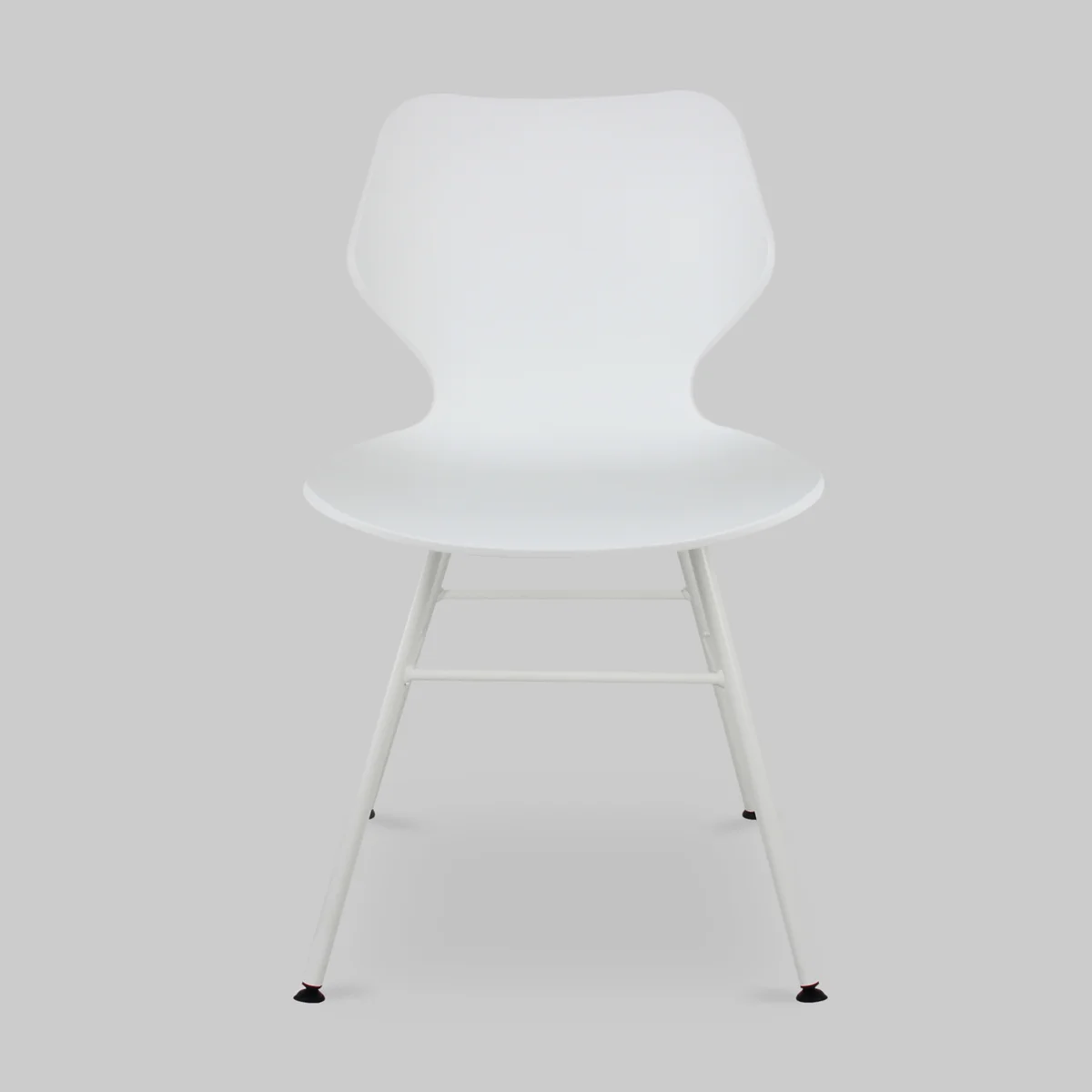 White Plastic Chair With Cross Metal Feet-PP Chair