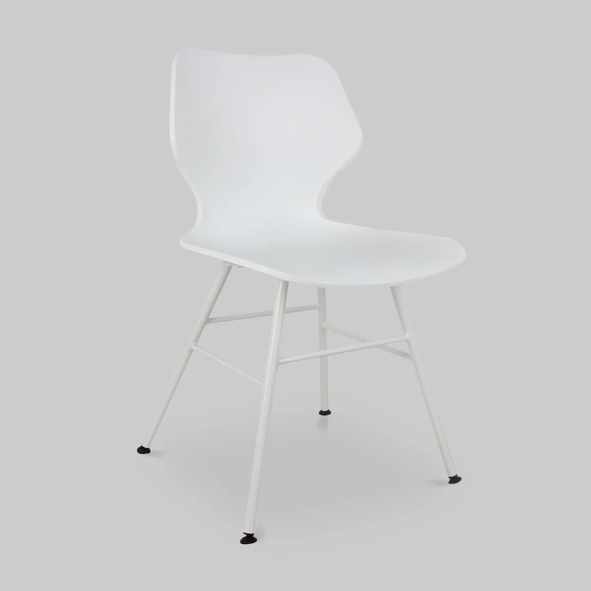 White Plastic Chair With Cross Metal Feet-PP Chair