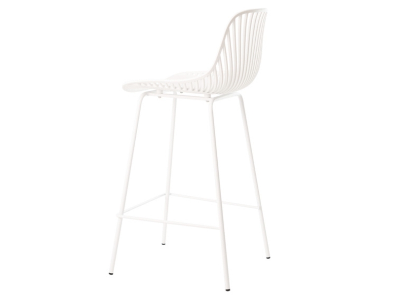 White Polypropylene Bar Stool with Spray-Finished Metal Base