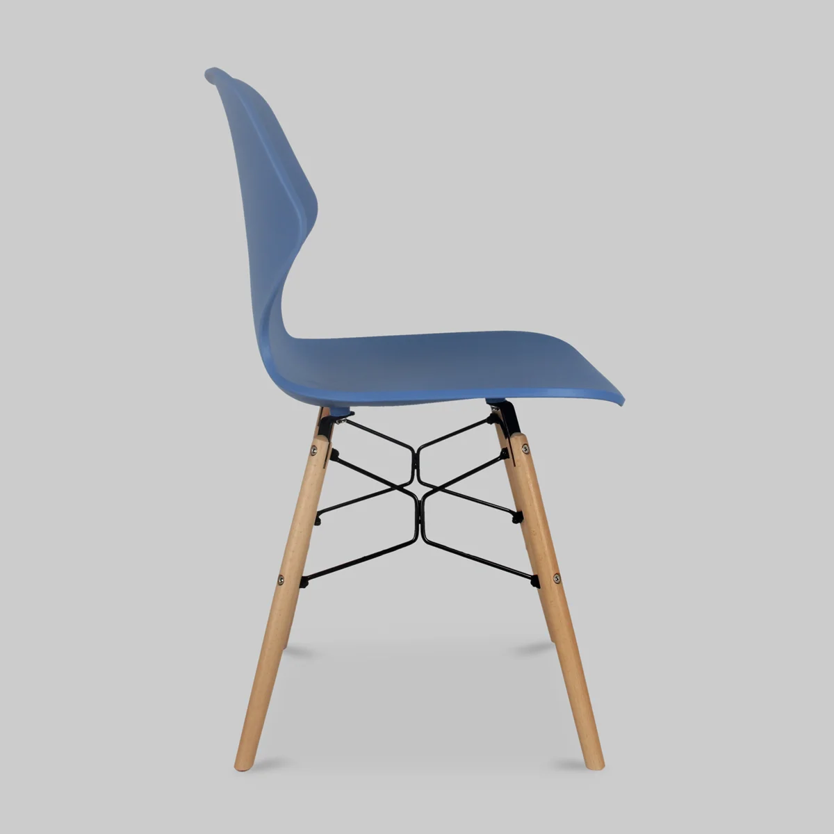 Blue Plastic Dining Chair With Wood Feet-PP Chair