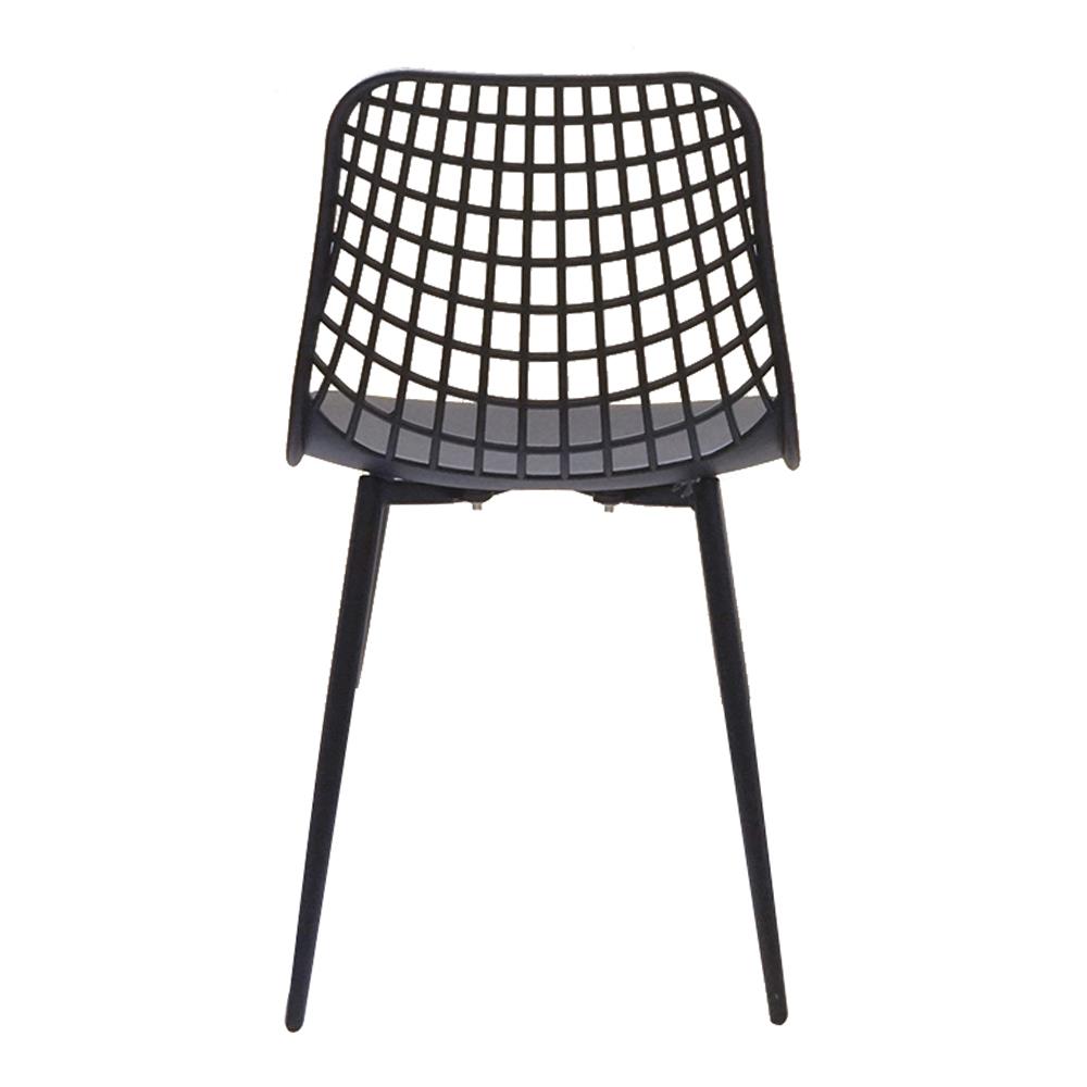 Hollow Out Backrest Grey Plastic Chair With Metal Legs
