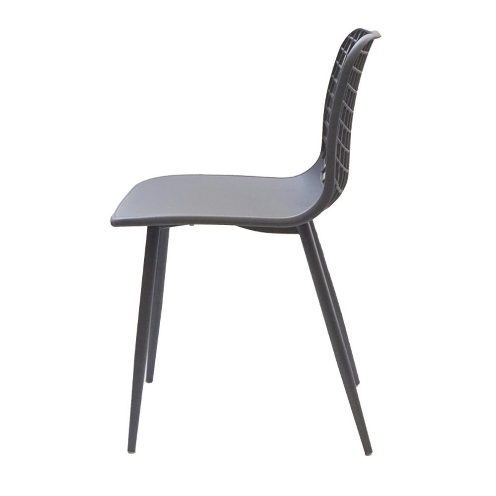 Hollow Out Backrest Light Grey Plastic Chair With Metal Legs