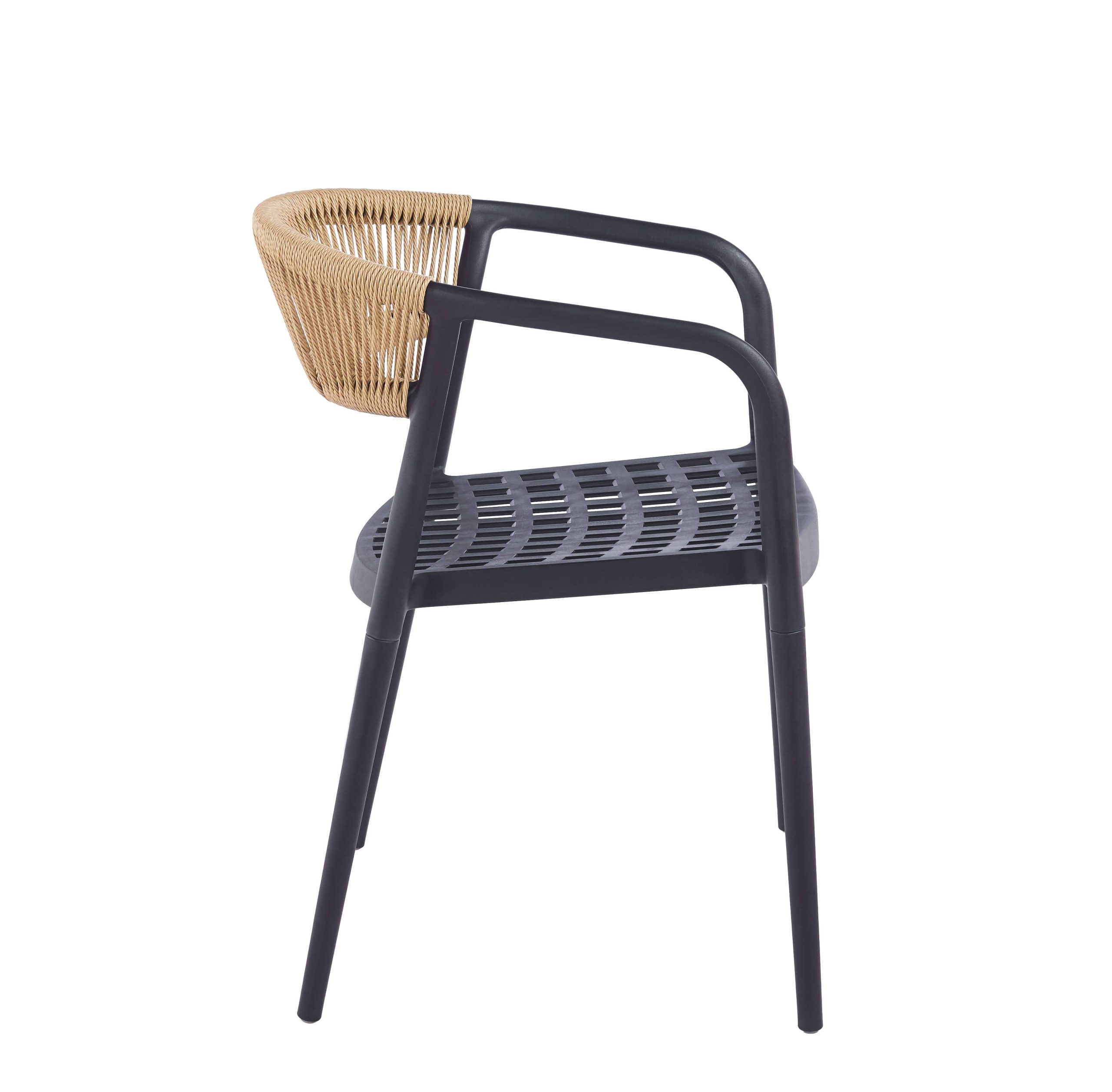 Modern Rattan Style Polypropylene Armchair for Outdoor Dining & Hospitality