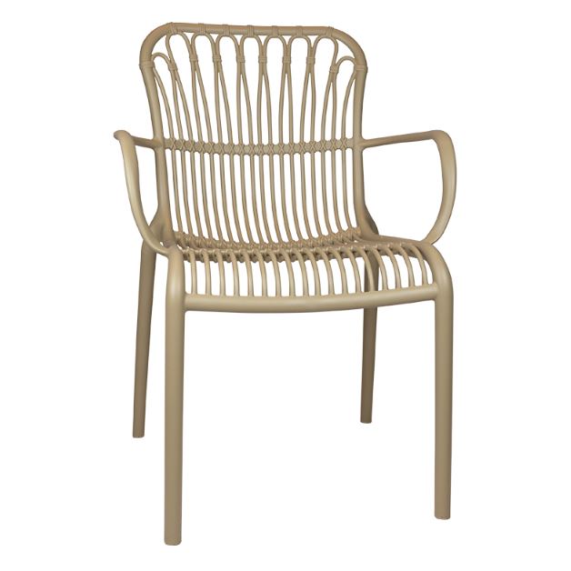 Taupe Plastic Outdoor Leisure Armchair-PP Chair