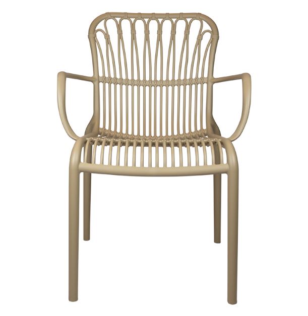 Taupe Plastic Outdoor Leisure Armchair-PP Chair