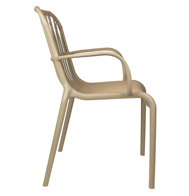 Taupe Plastic Outdoor Leisure Armchair-PP Chair