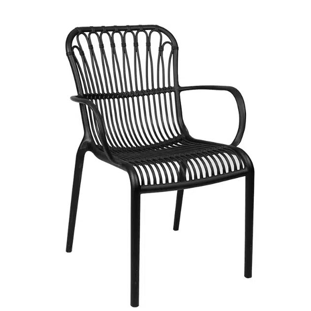 Black Plastic Outdoor Leisure Armchair-PP Chair