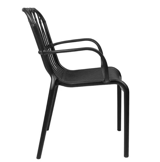 Black Plastic Outdoor Leisure Armchair-PP Chair