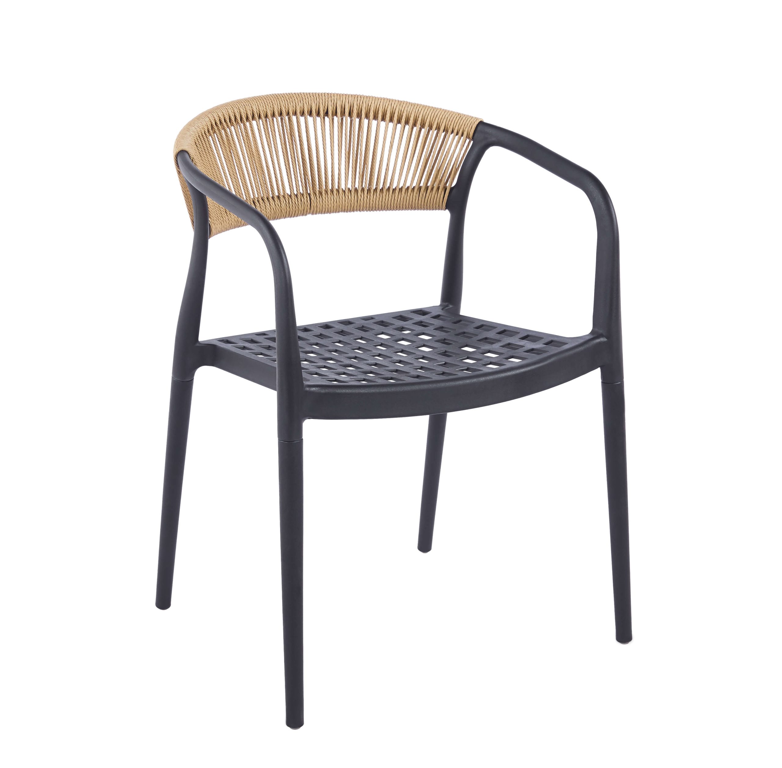 Modern Rattan Style Polypropylene Armchair for Outdoor Dining & Hospitality