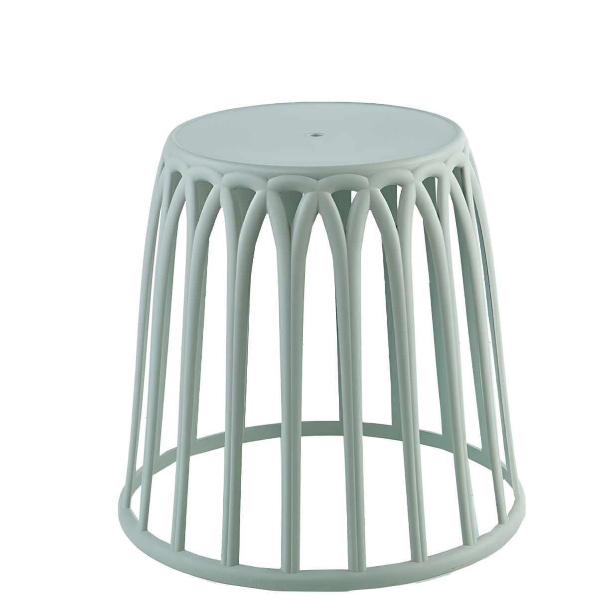 Light Green Plastic Storage Low Stool