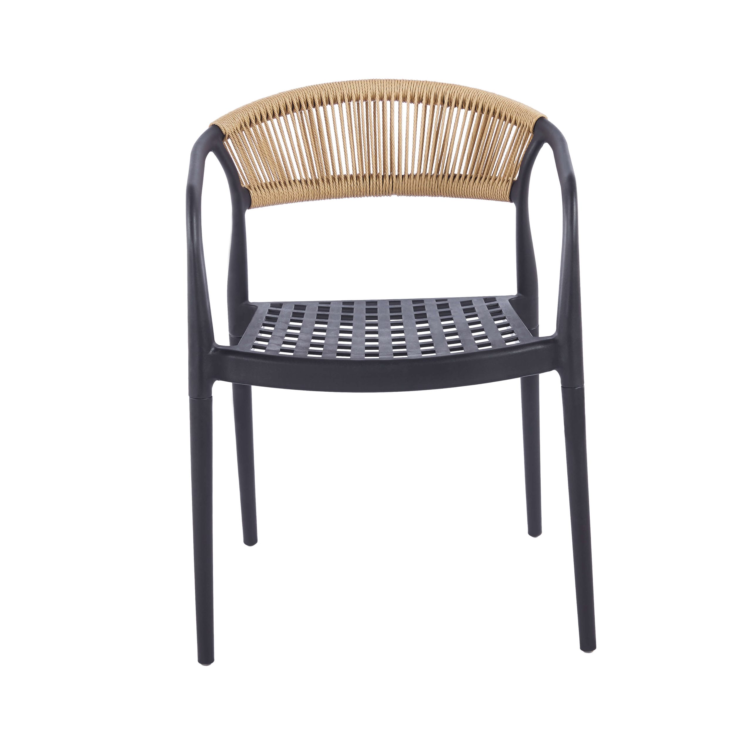 Modern Rattan Style Polypropylene Armchair for Outdoor Dining & Hospitality