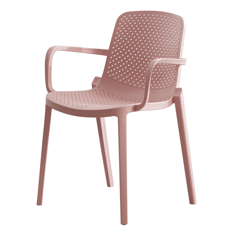 Monobloc Plastic Armchair, Breathable Perforated PP Chair for Outdoor Cafe Restaurant Patio