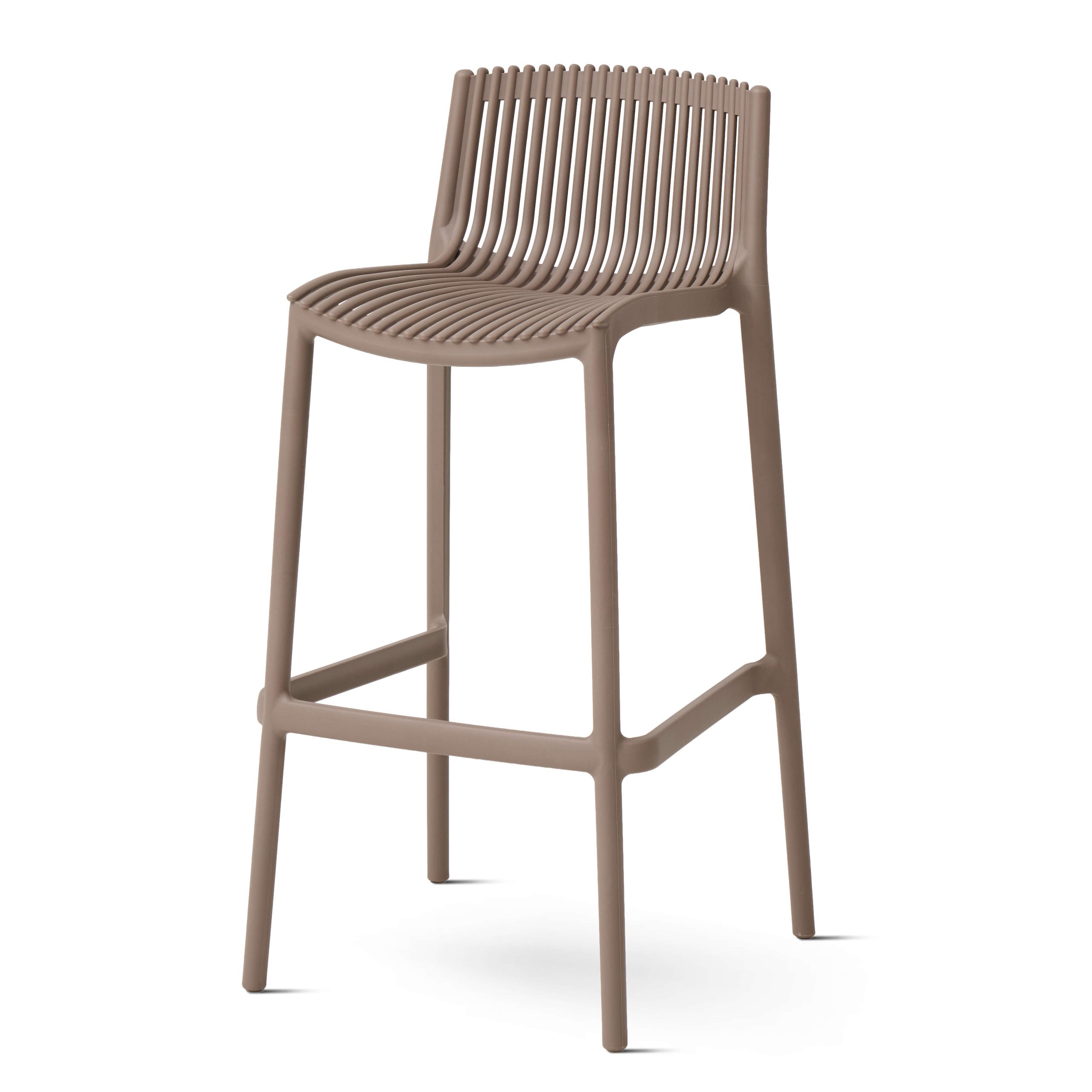 Modern Polypropylene Bar Stool with Slatted Backrest for Outdoor & Hospitality Use