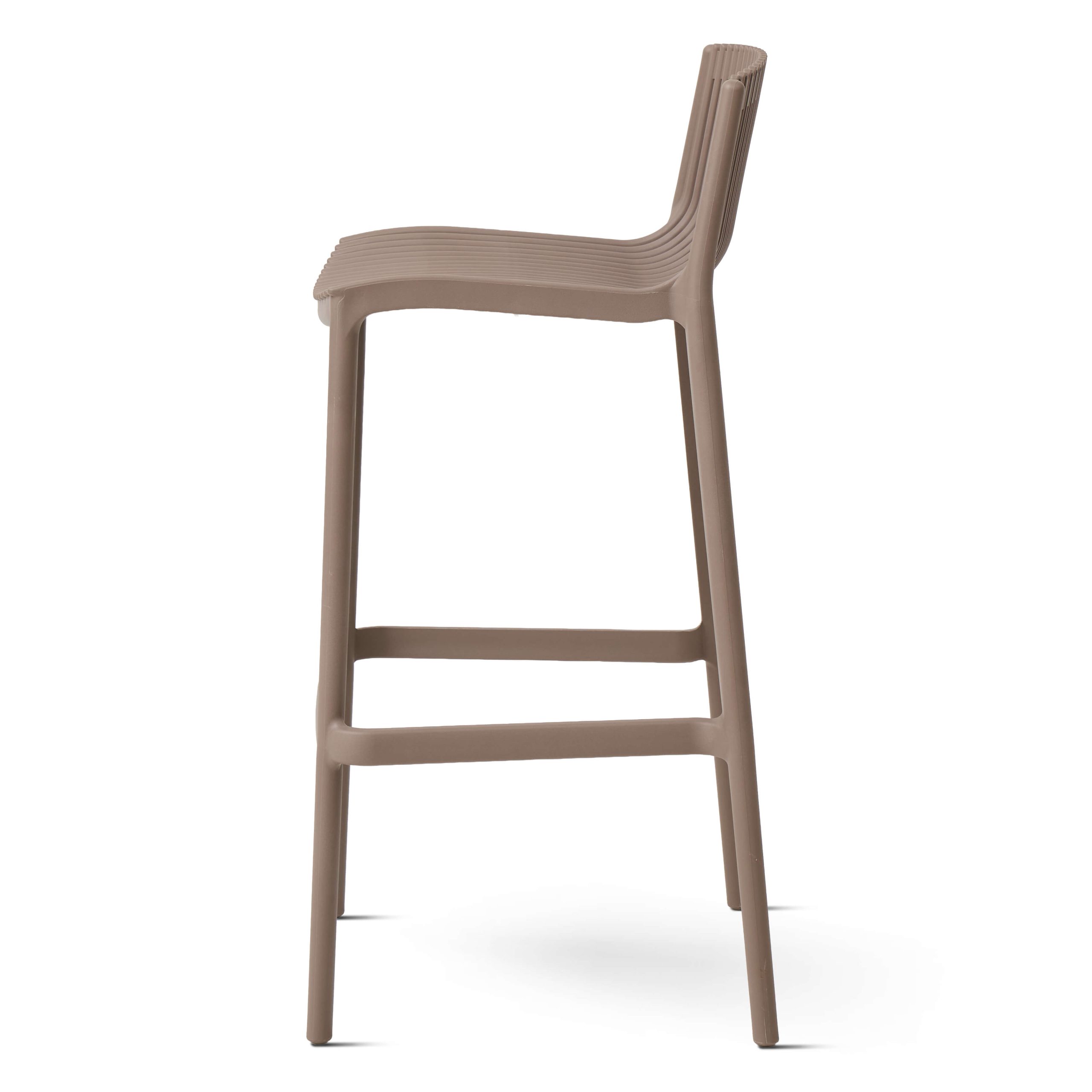 Modern Polypropylene Bar Stool with Slatted Backrest for Outdoor & Hospitality Use