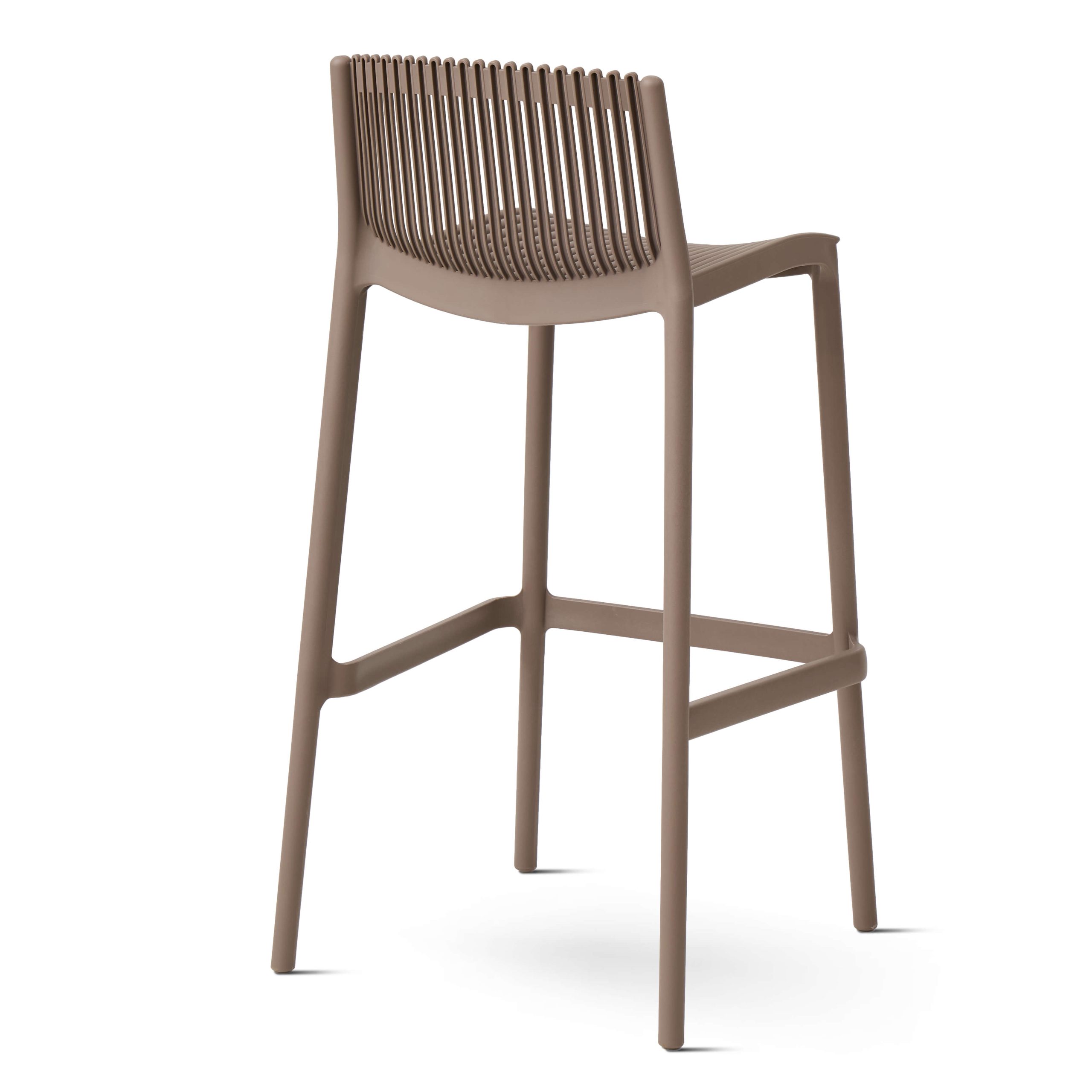 Modern Polypropylene Bar Stool with Slatted Backrest for Outdoor & Hospitality Use