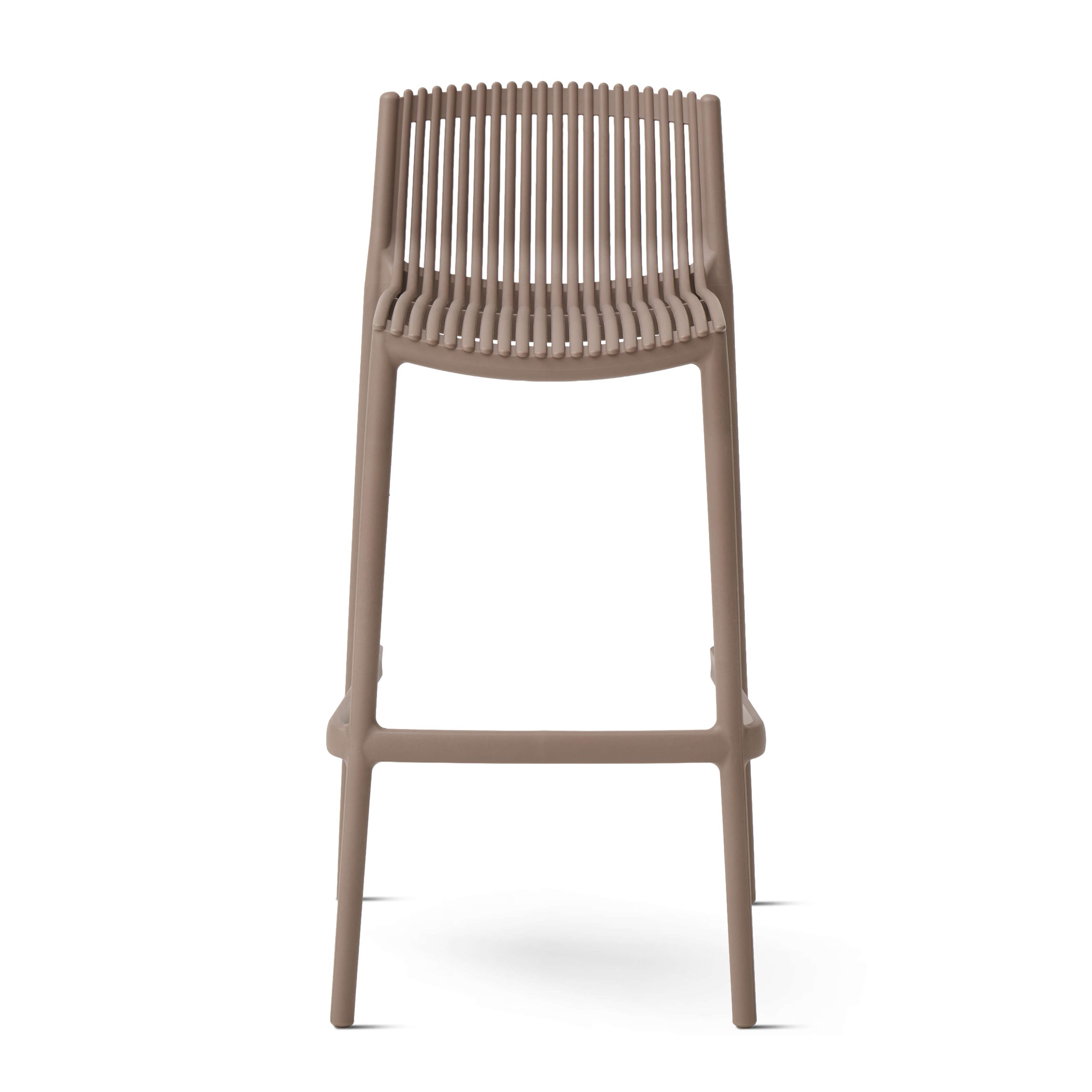Modern Polypropylene Bar Stool with Slatted Backrest for Outdoor & Hospitality Use
