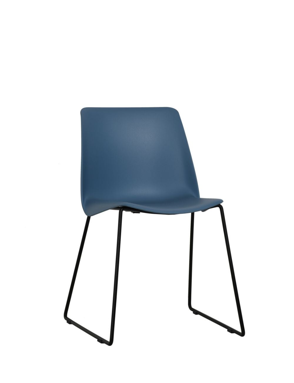 Navy Blue Plastic Chair With Metal Base