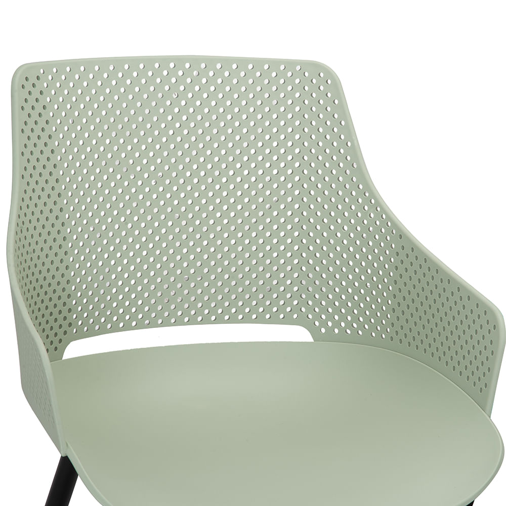 Carbon Steel Leg Light Green Hollow Backrest Plastic Chair - Sturdy, Breathable & Aesthetically Pleasing Seating-PP Chair