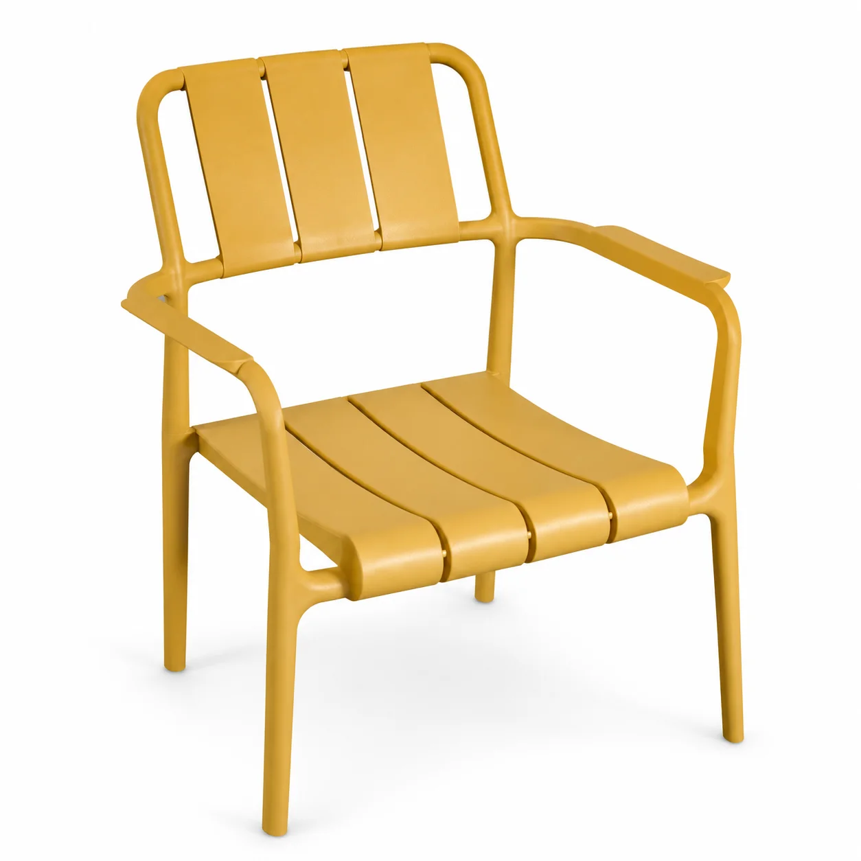 PP Plastic Slatted Lounge Armchair, Outdoor Relax Chair for Hospitality & Patio