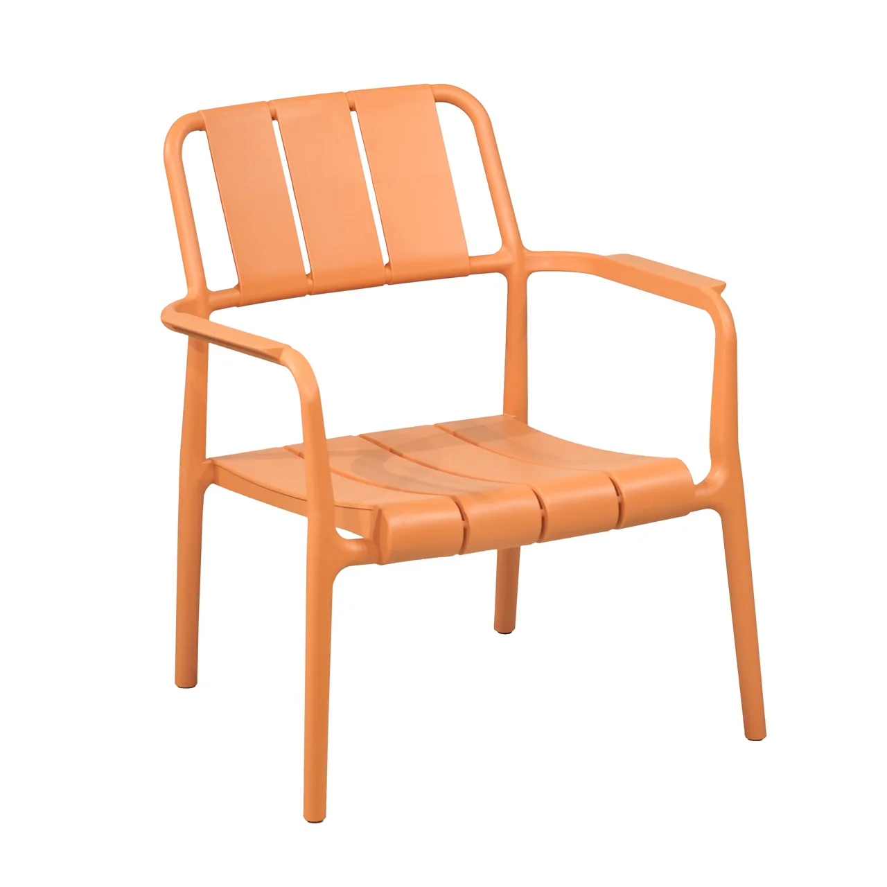 PP Plastic Slatted Lounge Armchair, Outdoor Relax Chair for Hospitality & Patio