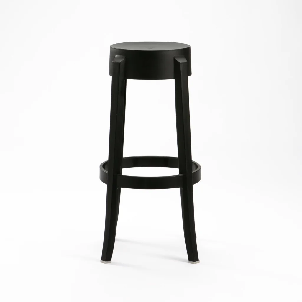 Black Round Plastic Bar Stool With Footrest-PP Chair