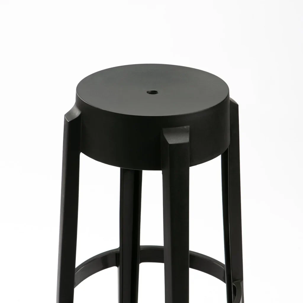 Black Round Plastic Bar Stool With Footrest-PP Chair