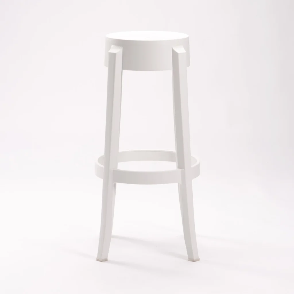 White Round Plastic Bar Stool With Footrest-PP Chair