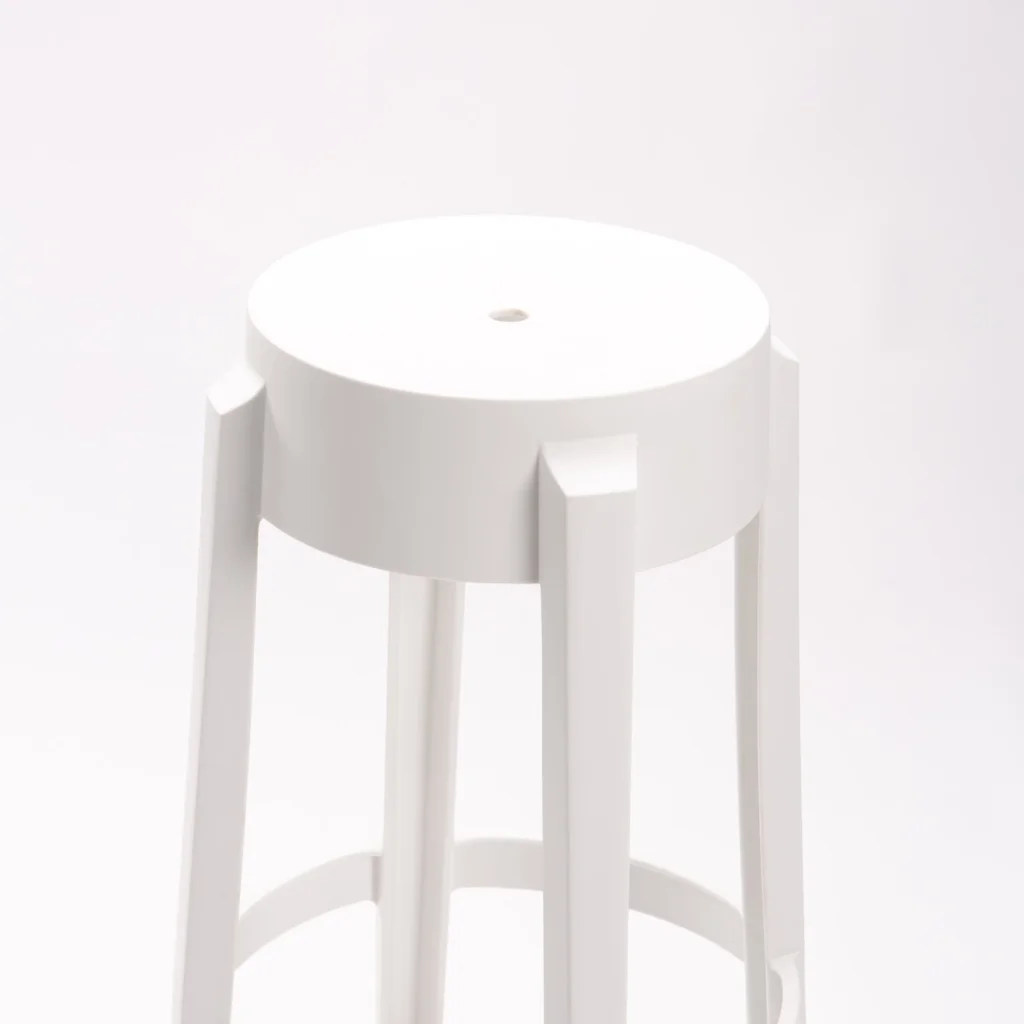 White Round Plastic Bar Stool With Footrest-PP Chair