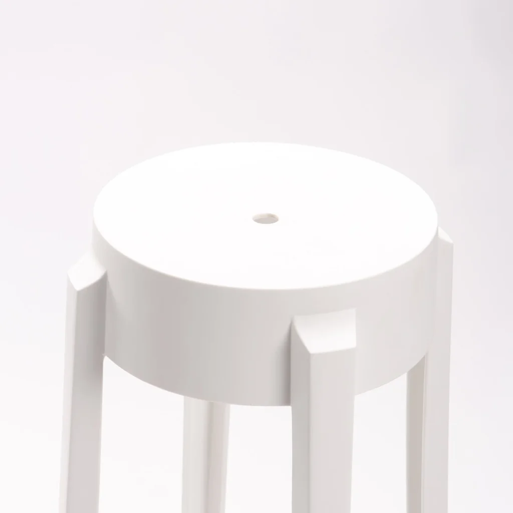 White Round Plastic Bar Stool With Footrest-PP Chair