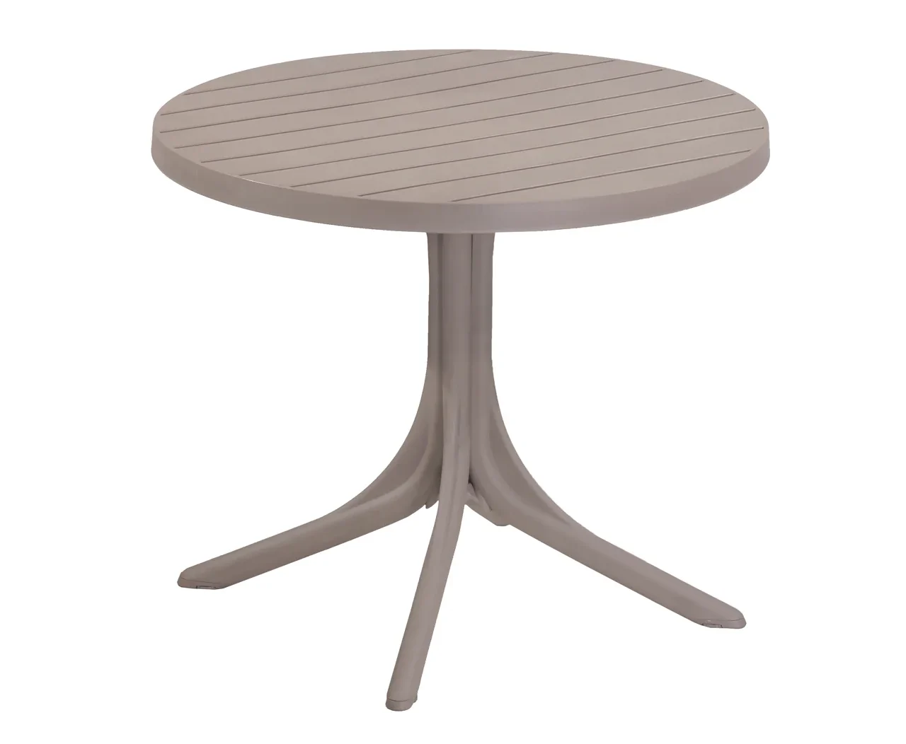 PP Plastic Wood Effect Round Table Φ90cm, Slatted Outdoor Dining Table Height 75cm for Cafe & Hospitality-PATIVIN Furniture