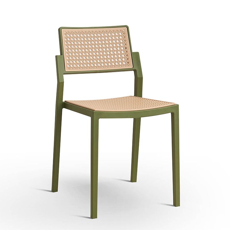 Rattan Effect Plastic Chair With Green Frame