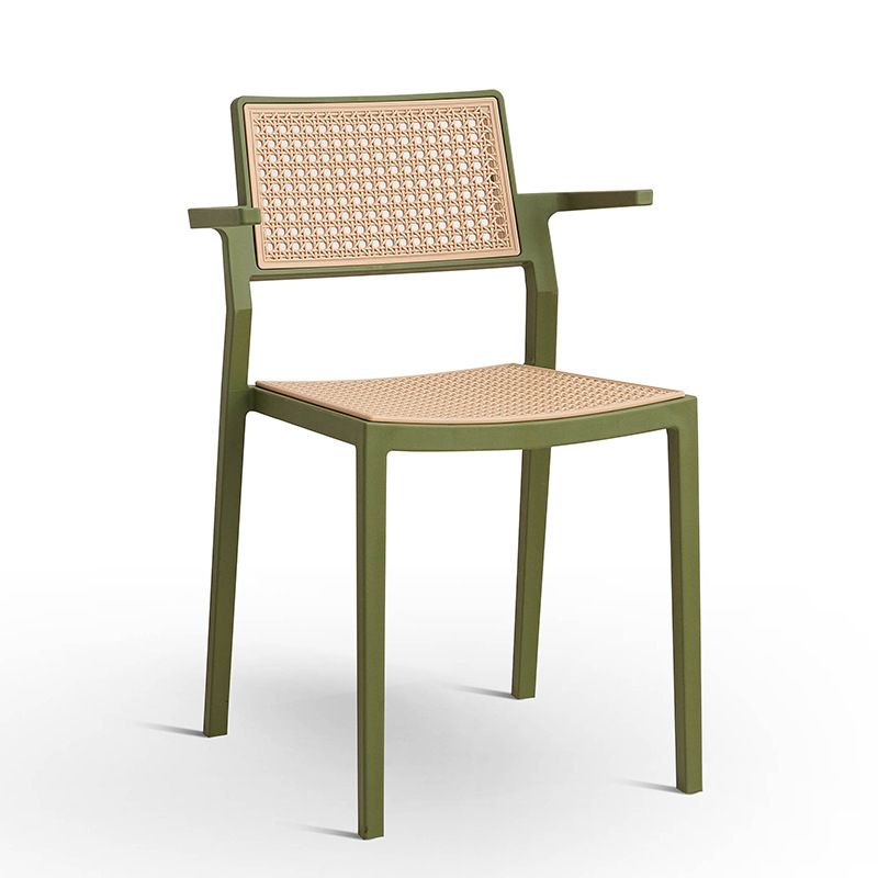 Rattan Effect Plastic ArmChair With Green Frame