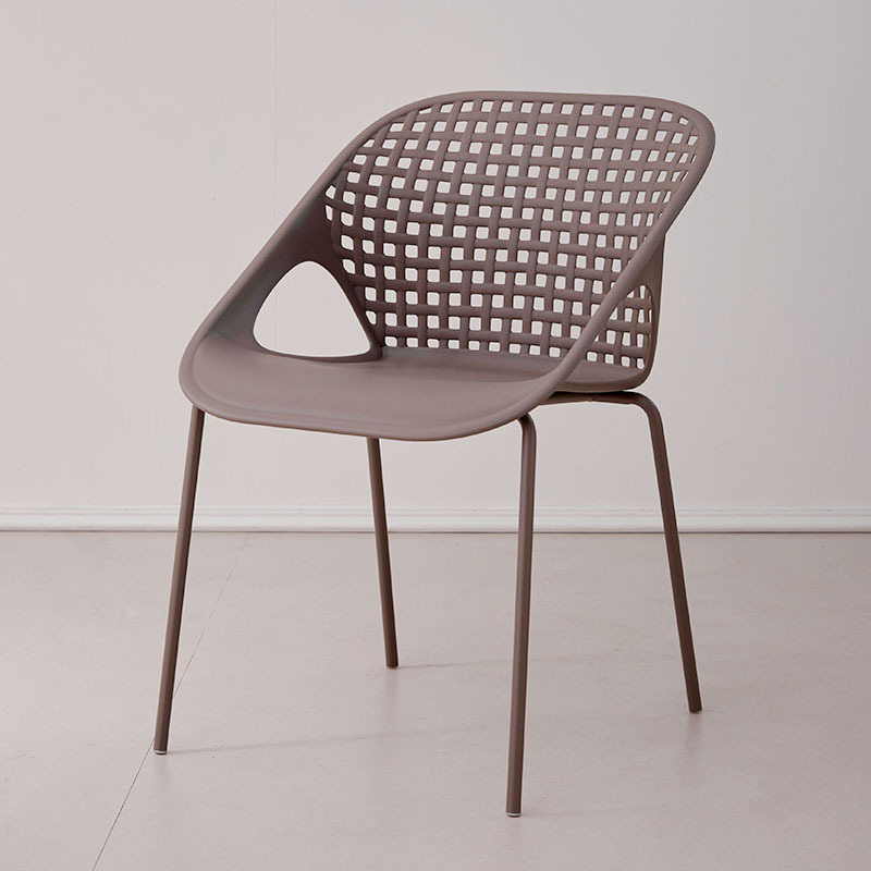 Dark Grey armrest plastic chair with iron feet-PP Chair