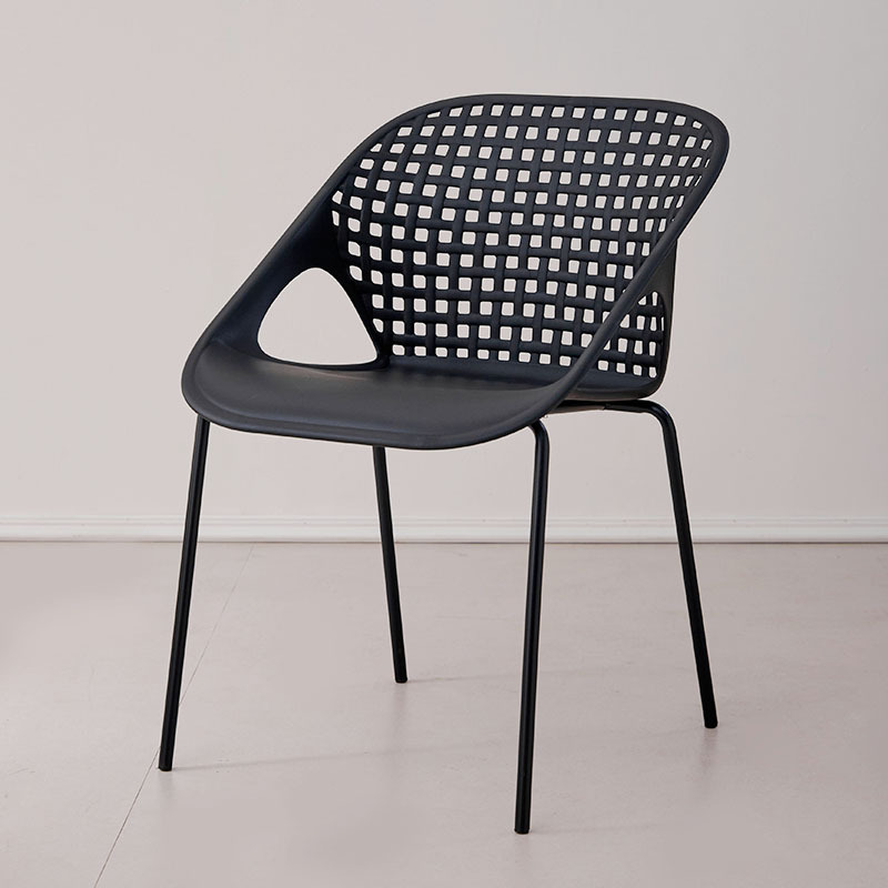 Black armrest plastic chair with iron feet-PP Chair
