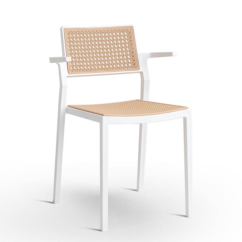 Rattan Effect Plastic ArmChair With White Frame