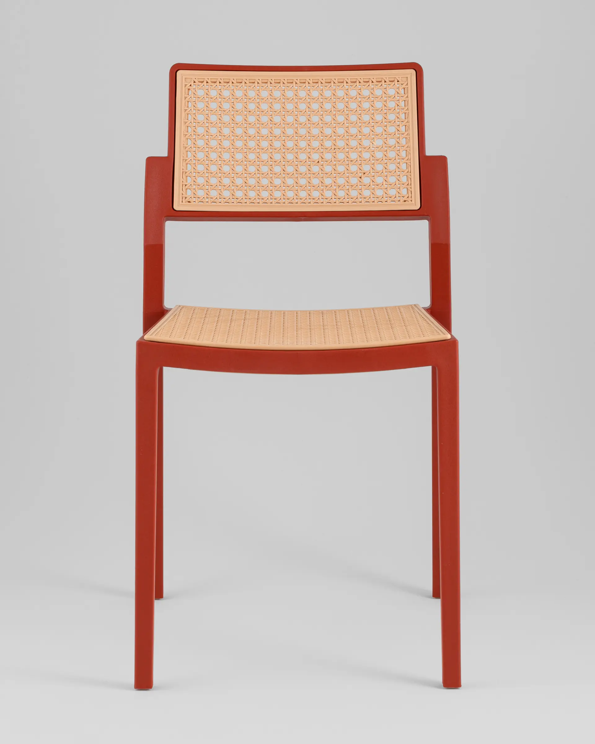 Rattan Effect Plastic Chair With Orange Frame