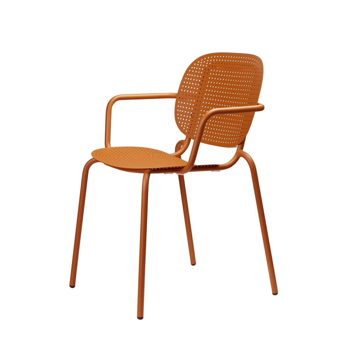 Orange Plastic Armchair With Metal Frame