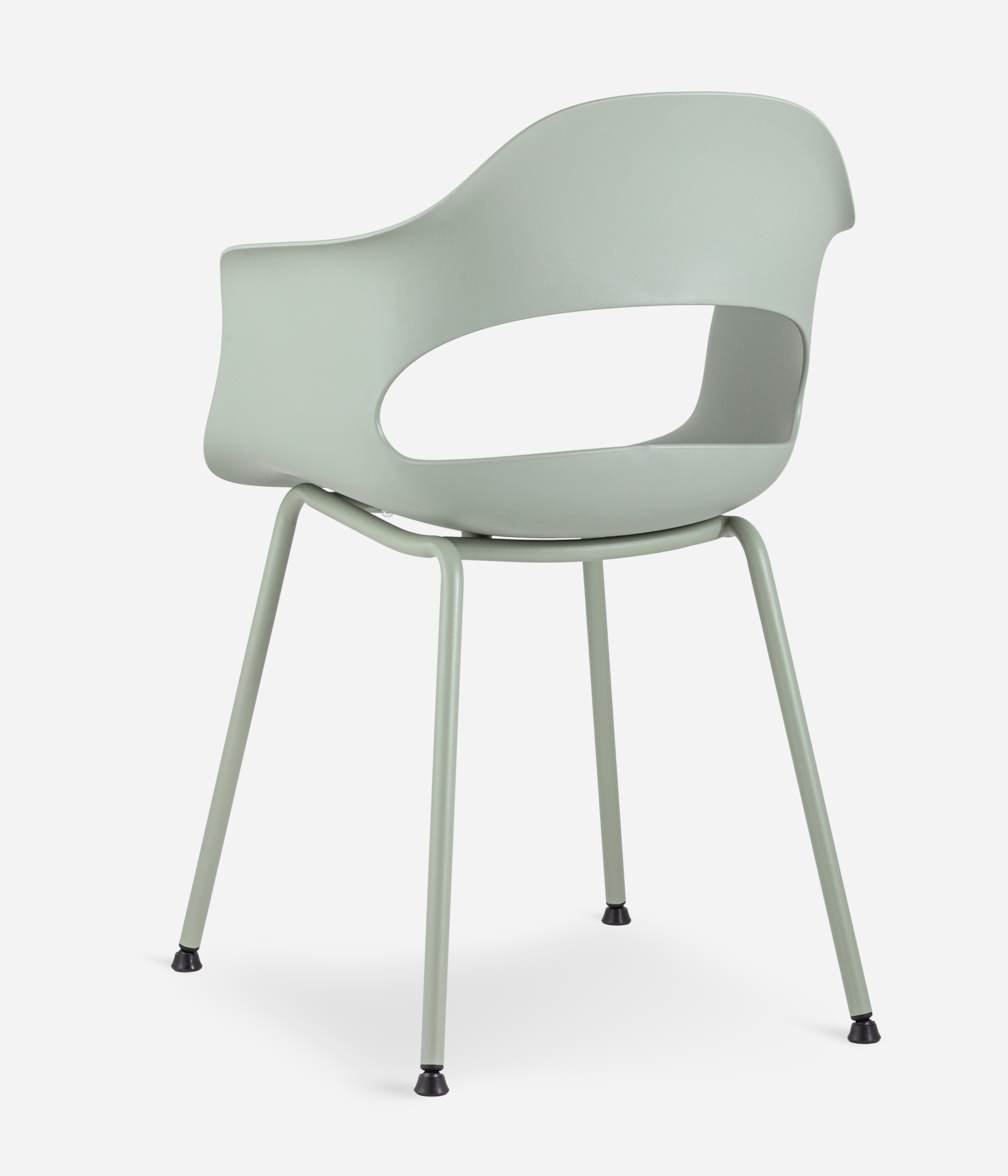Mint Green Polypropylene Armchair with Spray-Finished Metal Base