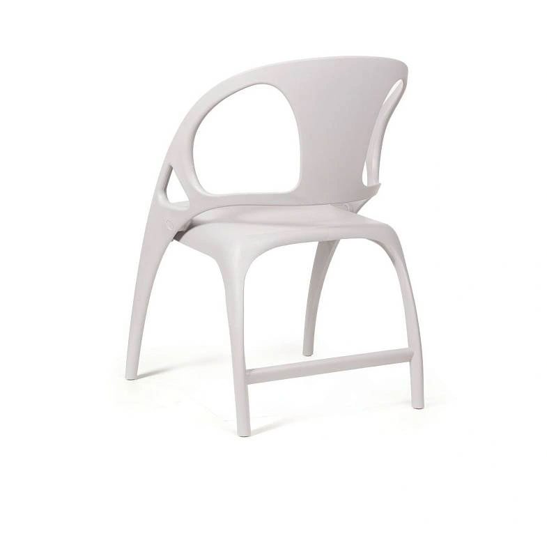 White Foldable Polypropylene Armchair - Space-Saving Stackable Chair with Arms