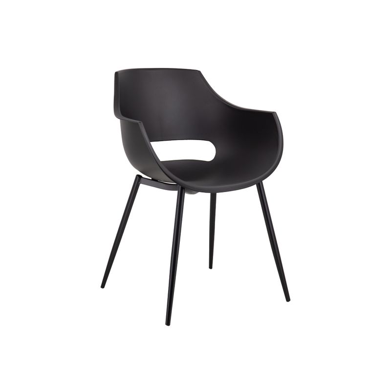 Black Plastic Chair with Carbon Steel Base - Industrial-Strength Seating Solution