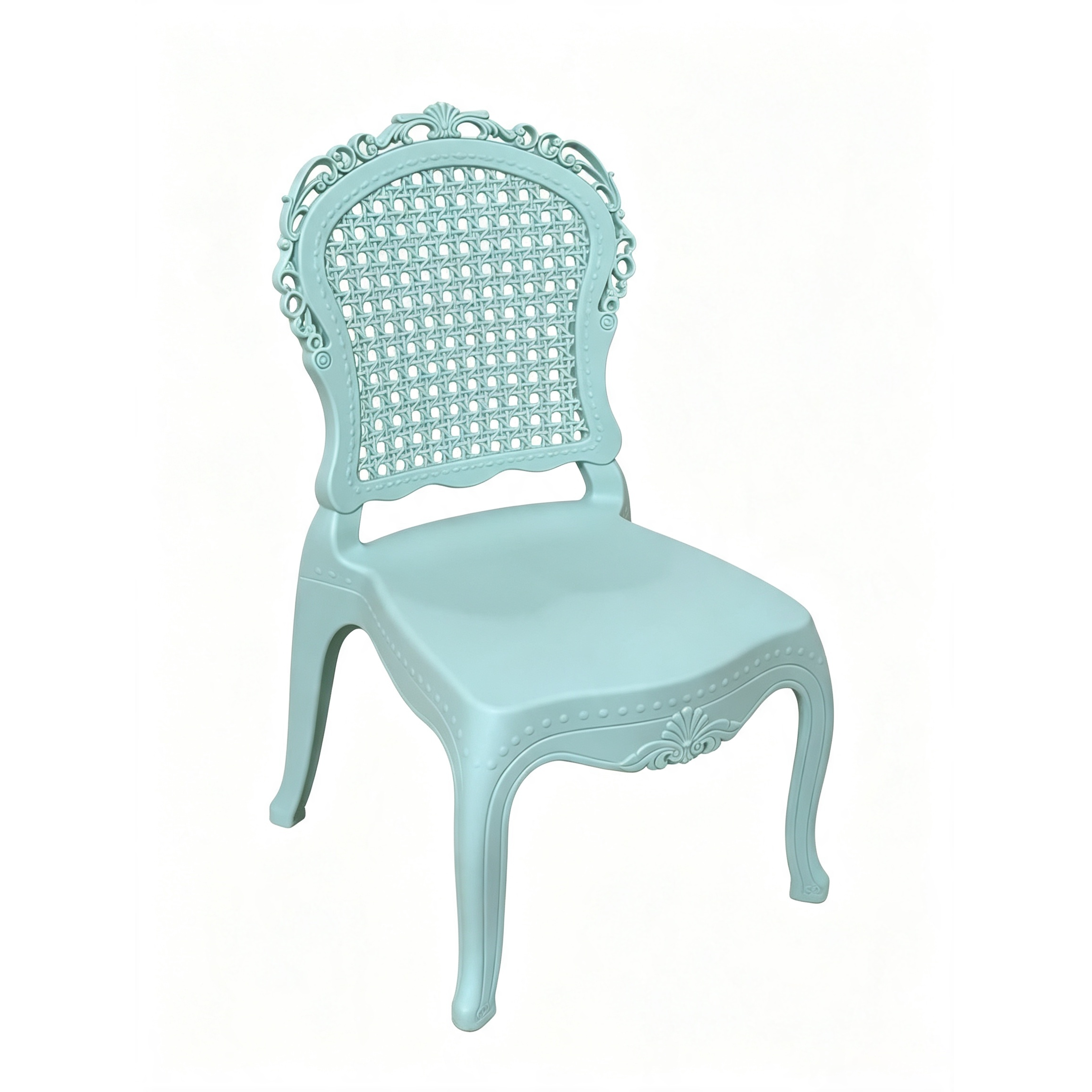 French Style Kids Plastic Chair PP Injection Molded Children's Chair with Rattan Look Backrest