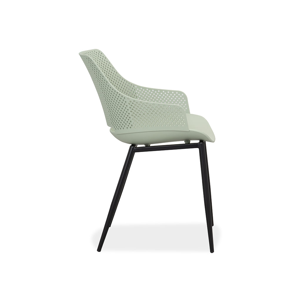 Carbon Steel Leg Light Green Hollow Backrest Plastic Chair - Sturdy, Breathable & Aesthetically Pleasing Seating-PP Chair