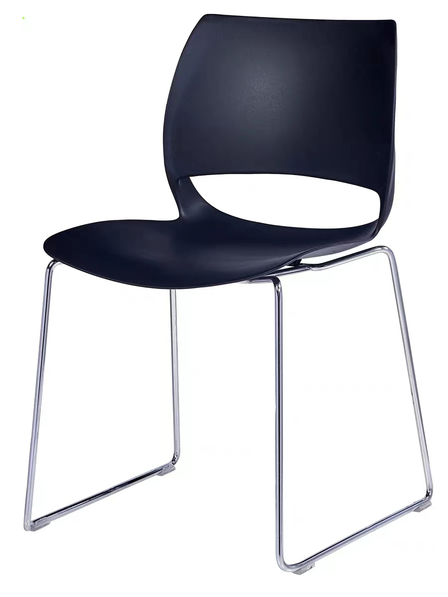 Black Plastic Chair With Chromed Metal Base-PP Chair